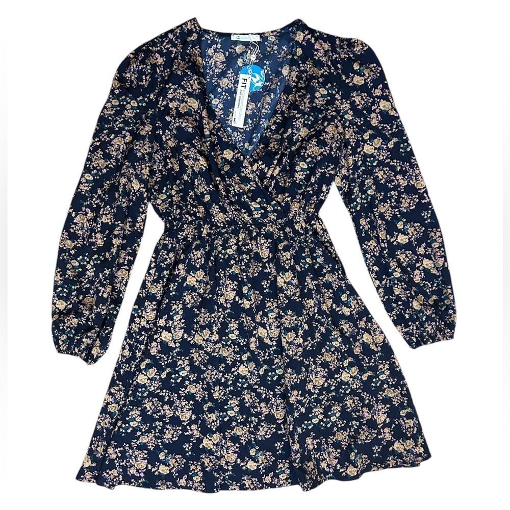 Cupshe Micro Floral Long Sleeve V-Neck Dress